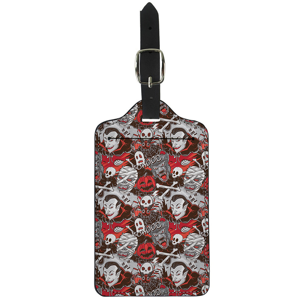 Halloween Monsters Pattern Print Luggage Tag