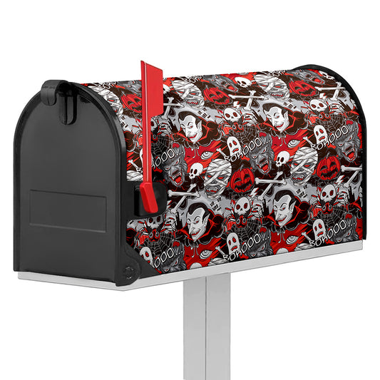 Halloween Monsters Pattern Print Mailbox Cover