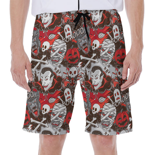Halloween Monsters Pattern Print Men's Beach Shorts