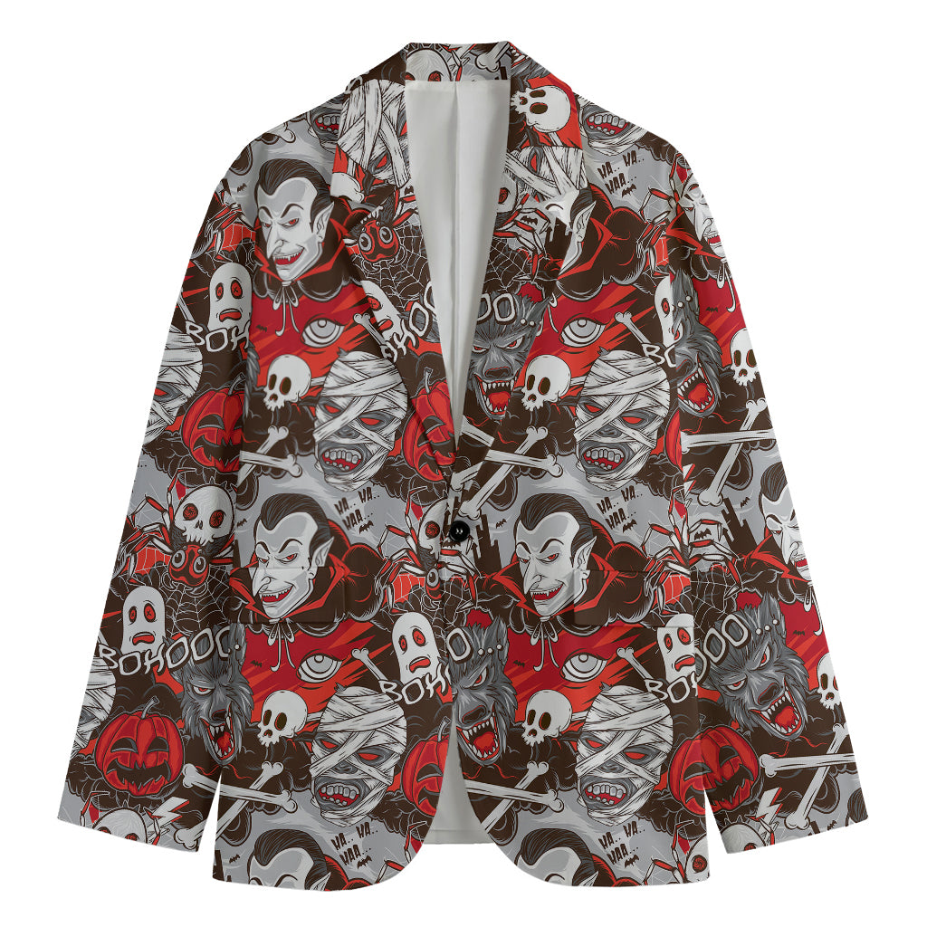 Halloween Monsters Pattern Print Men's Blazer