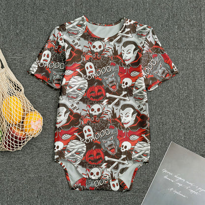 Halloween Monsters Pattern Print Men's Bodysuit