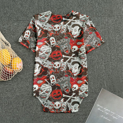 Halloween Monsters Pattern Print Men's Bodysuit