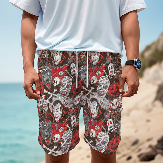 Halloween Monsters Pattern Print Men's Cargo Shorts