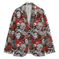 Halloween Monsters Pattern Print Men's Cotton Blazer