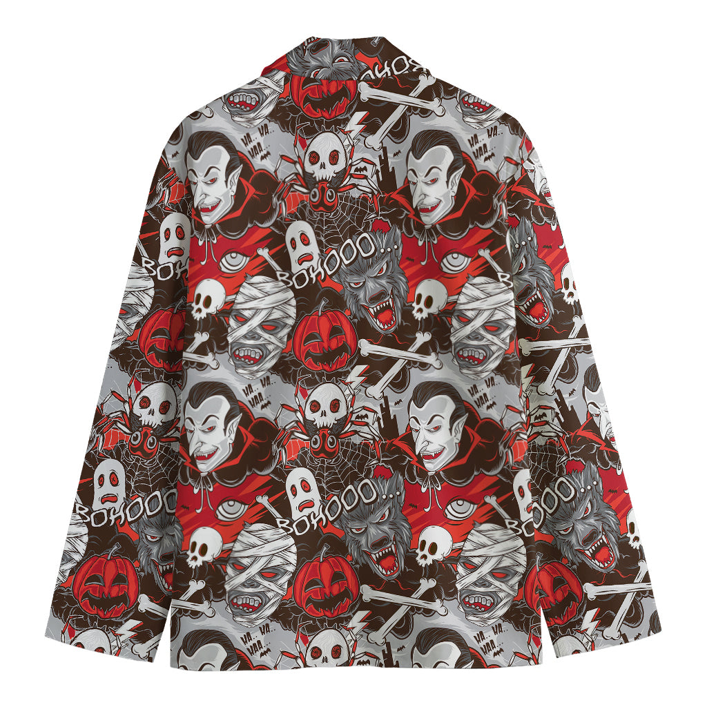 Halloween Monsters Pattern Print Men's Cotton Blazer