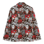 Halloween Monsters Pattern Print Men's Cotton Blazer