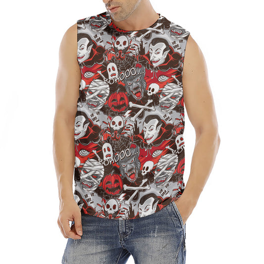 Halloween Monsters Pattern Print Men's Fitness Tank Top