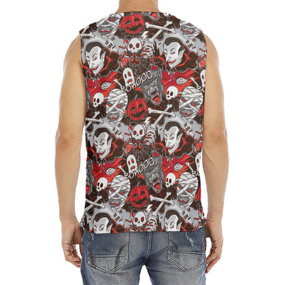 Halloween Monsters Pattern Print Men's Fitness Tank Top