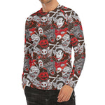 Halloween Monsters Pattern Print Men's Long Sleeve Rash Guard
