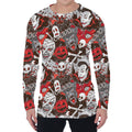Halloween Monsters Pattern Print Men's Long Sleeve T-Shirt