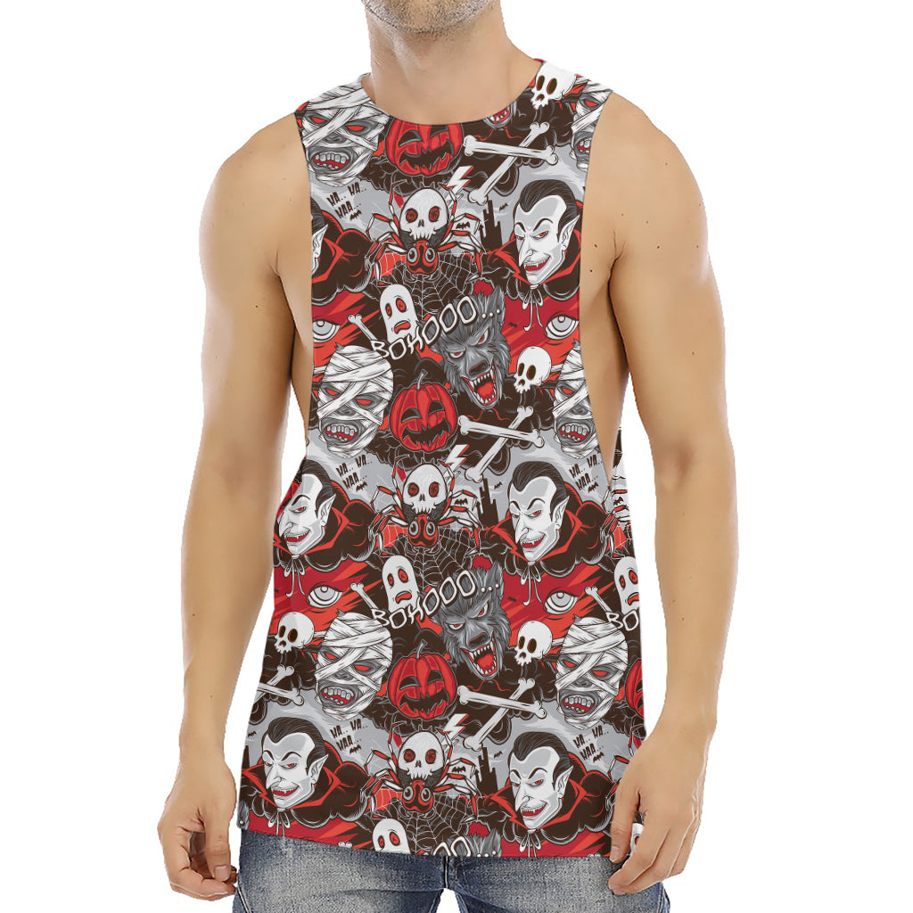 Halloween Monsters Pattern Print Men's Muscle Tank Top