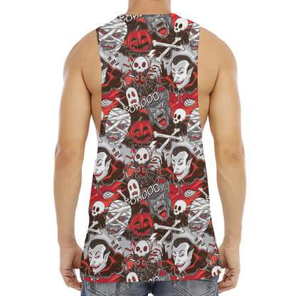 Halloween Monsters Pattern Print Men's Muscle Tank Top