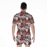 Halloween Monsters Pattern Print Men's Rompers