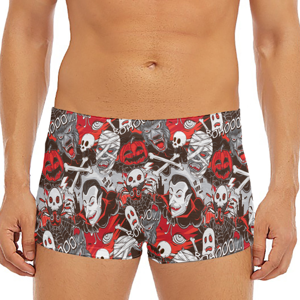 Halloween Monsters Pattern Print Men's Short Boxer Briefs