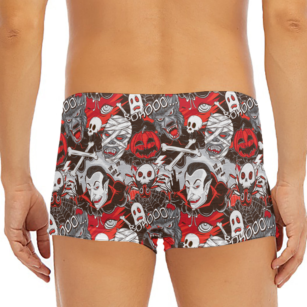 Halloween Monsters Pattern Print Men's Short Boxer Briefs
