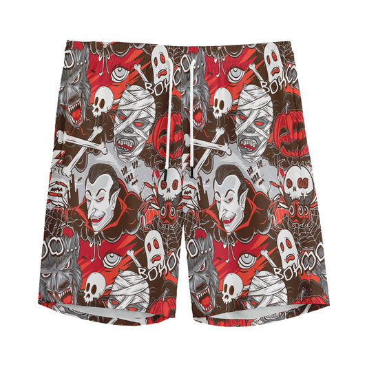 Halloween Monsters Pattern Print Men's Sports Shorts