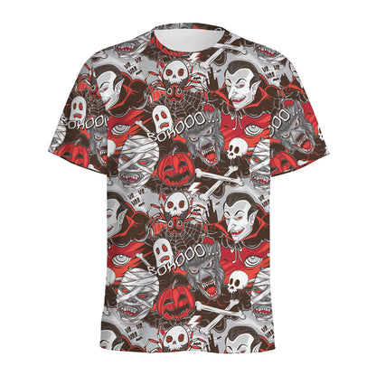 Halloween Monsters Pattern Print Men's Sports T-Shirt