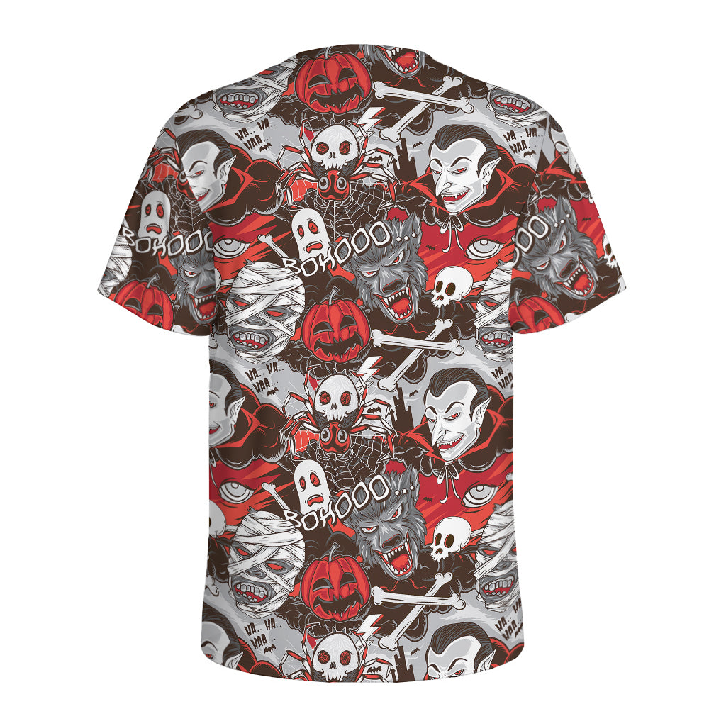 Halloween Monsters Pattern Print Men's Sports T-Shirt