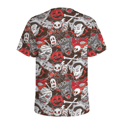 Halloween Monsters Pattern Print Men's Sports T-Shirt