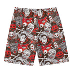 Halloween Monsters Pattern Print Men's Swim Trunks