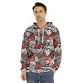 Halloween Monsters Pattern Print Men's Velvet Pullover Hoodie