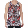 Halloween Monsters Pattern Print Men's Velvet Tank Top