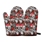 Halloween Monsters Pattern Print Oven Mitts