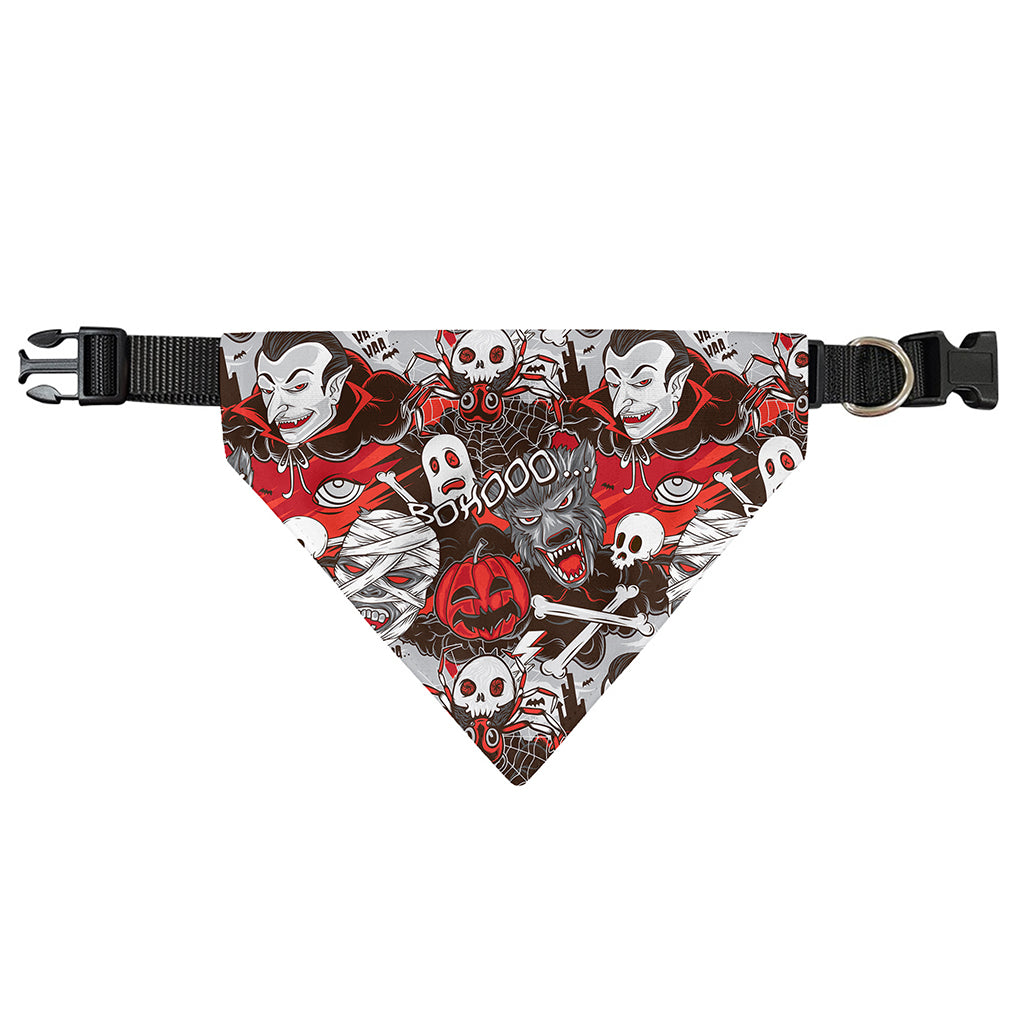 Halloween Monsters Pattern Print Over The Collar Dog Bandana