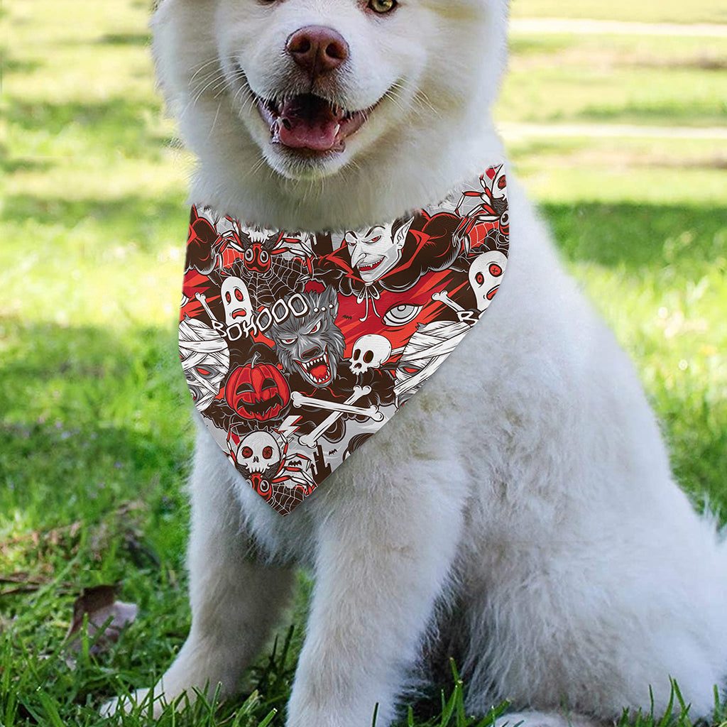 Halloween Monsters Pattern Print Over The Collar Dog Bandana