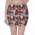 Halloween Monsters Pattern Print Pencil Mini Skirt