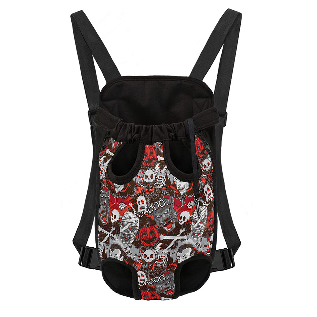 Halloween Monsters Pattern Print Pet Carrier Backpack
