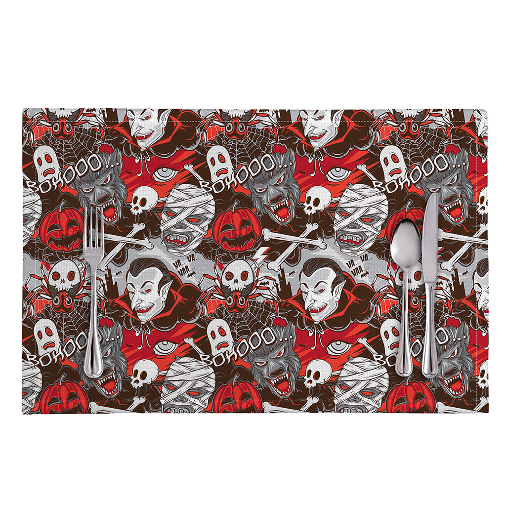 Halloween Monsters Pattern Print Placemat