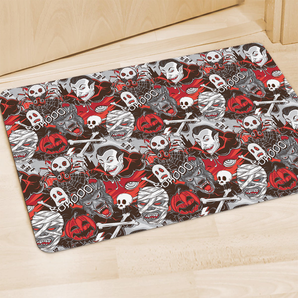 Halloween Monsters Pattern Print Polyester Doormat