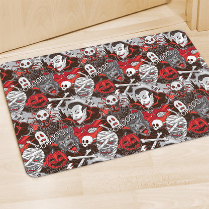 Halloween Monsters Pattern Print Polyester Doormat