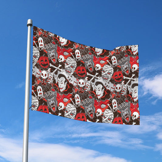Halloween Monsters Pattern Print Polyester Flag
