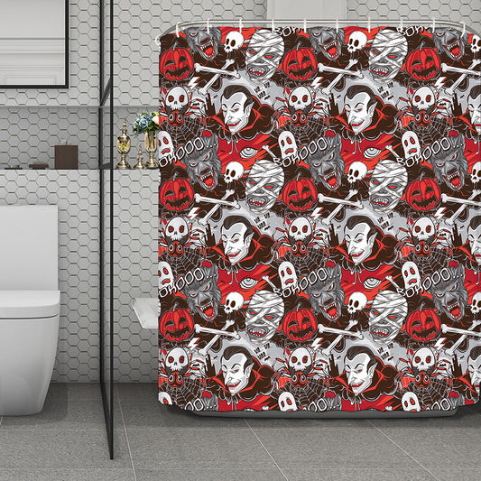 Halloween Monsters Pattern Print Polyester Shower Curtain
