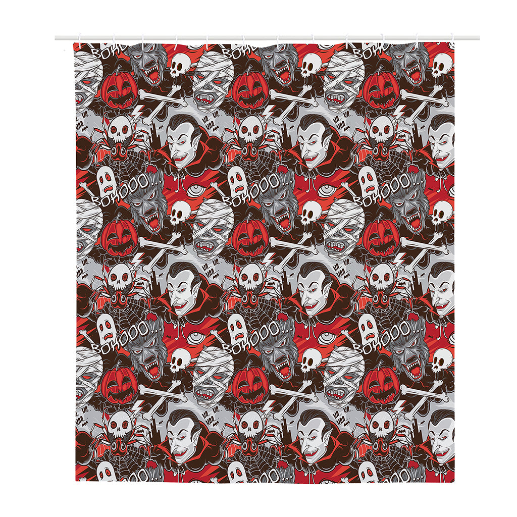 Halloween Monsters Pattern Print Polyester Shower Curtain