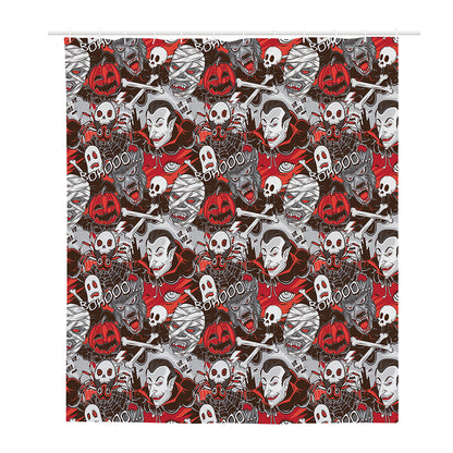 Halloween Monsters Pattern Print Polyester Shower Curtain