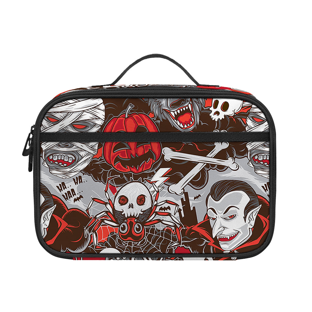 Halloween Monsters Pattern Print Portable Lunch Bag