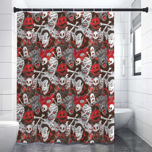 Halloween Monsters Pattern Print Premium Shower Curtain