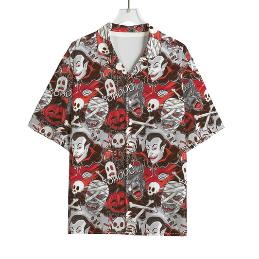 Halloween Monsters Pattern Print Rayon Hawaiian Shirt