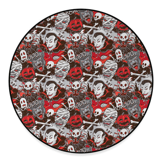 Halloween Monsters Pattern Print Round Floor Mat