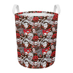 Halloween Monsters Pattern Print Round Laundry Basket