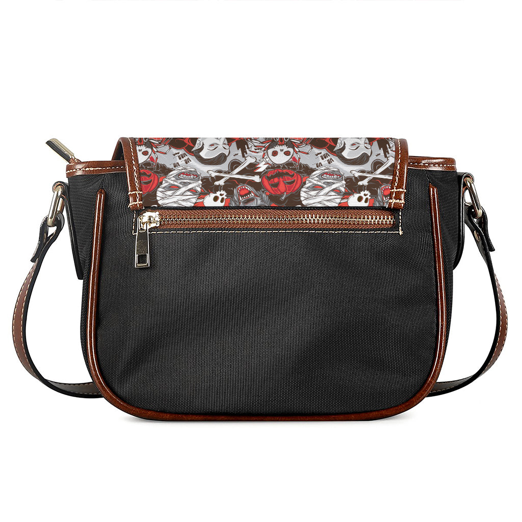 Halloween Monsters Pattern Print Saddle Bag