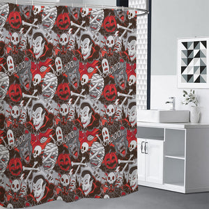 Halloween Monsters Pattern Print Shower Curtain