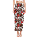 Halloween Monsters Pattern Print Side Slit Maxi Skirt