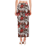 Halloween Monsters Pattern Print Side Slit Maxi Skirt