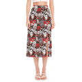 Halloween Monsters Pattern Print Side Slit Midi Skirt
