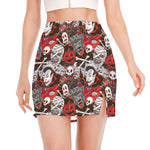 Halloween Monsters Pattern Print Side Slit Mini Skirt