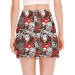 Halloween Monsters Pattern Print Side Slit Mini Skirt